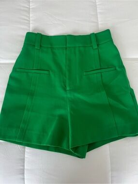Zara Emerald High-Waist Tailored Shorts